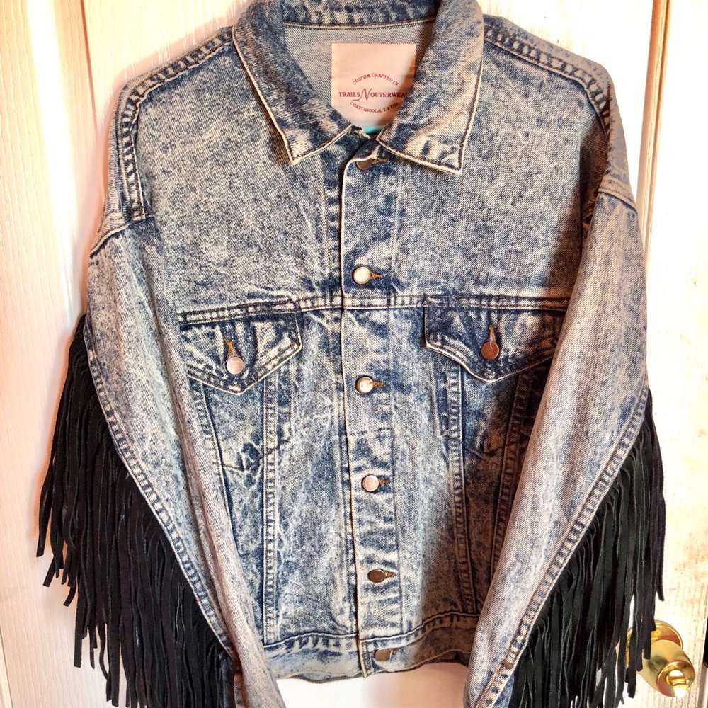 Acid Wash Jean Jacket with Tassels